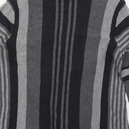 George Womens Grey V-Neck Striped Viscose Cardigan Jumper Size 14
