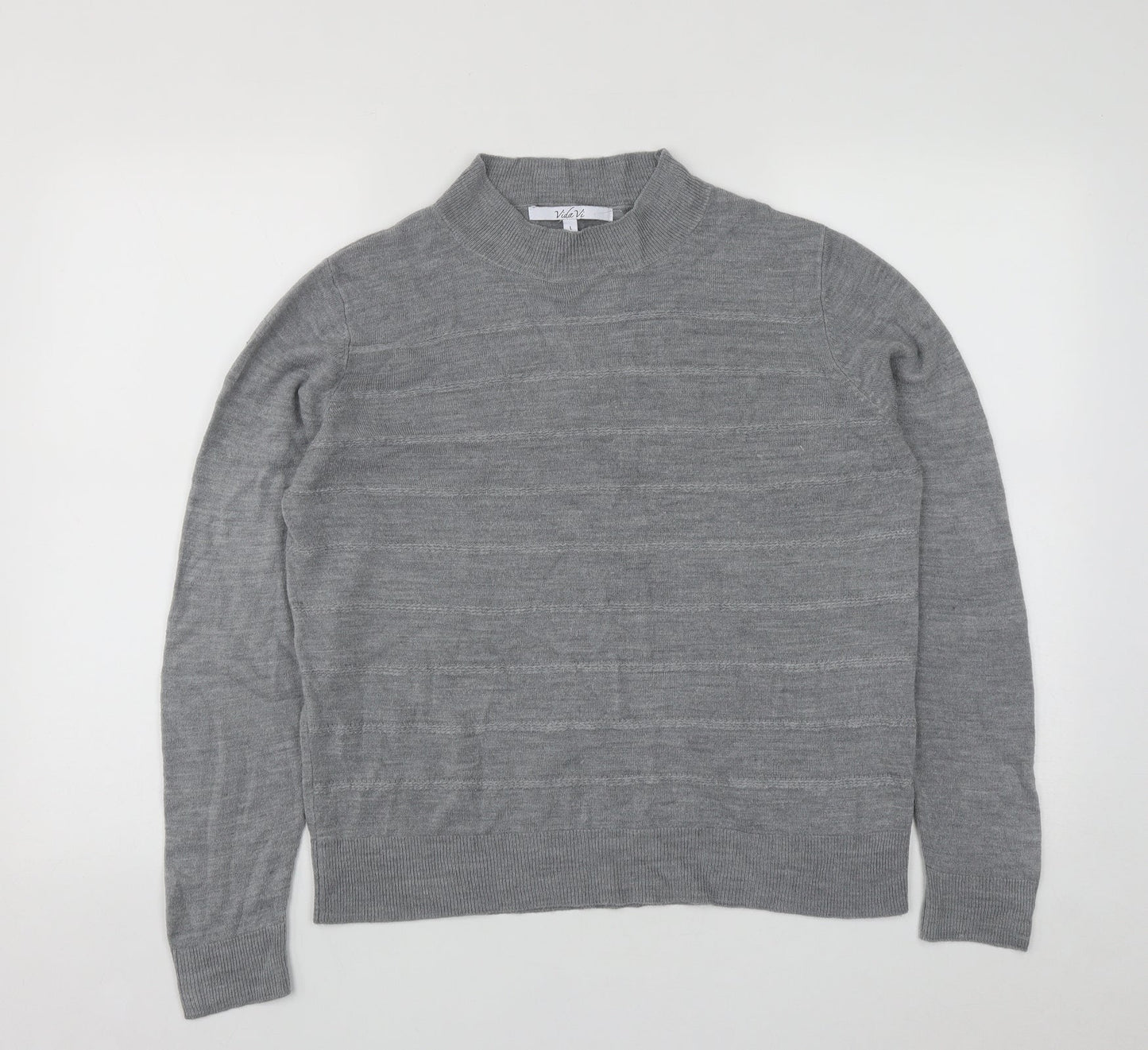 Womens UK Size L Vida Vi Grey Pullover Jumper