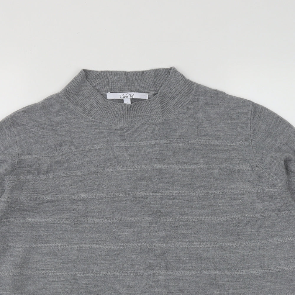 Womens UK Size L Vida Vi Grey Pullover Jumper