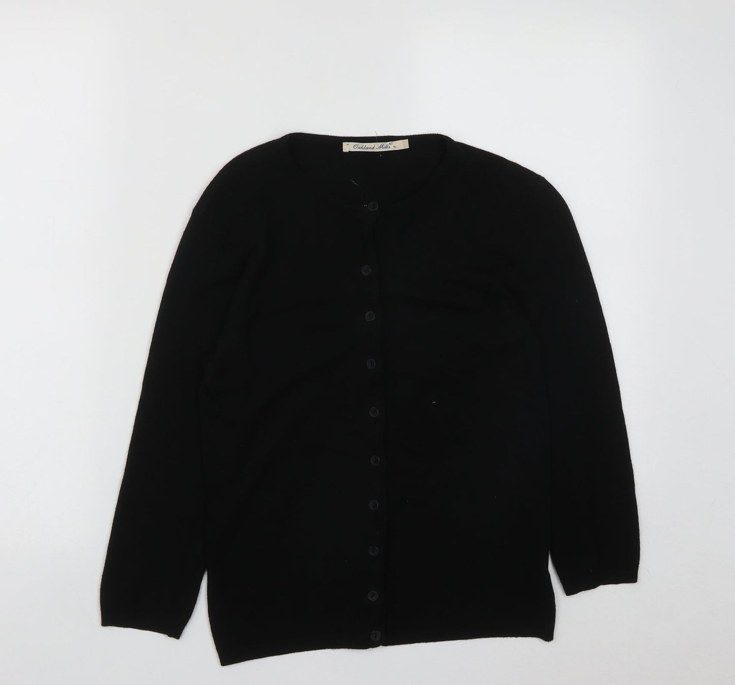 Oakland Mills Womens Black Round Neck  Viscose Cardigan Jumper Size S