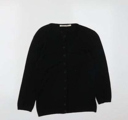 Oakland Mills Womens Black Round Neck  Viscose Cardigan Jumper Size S