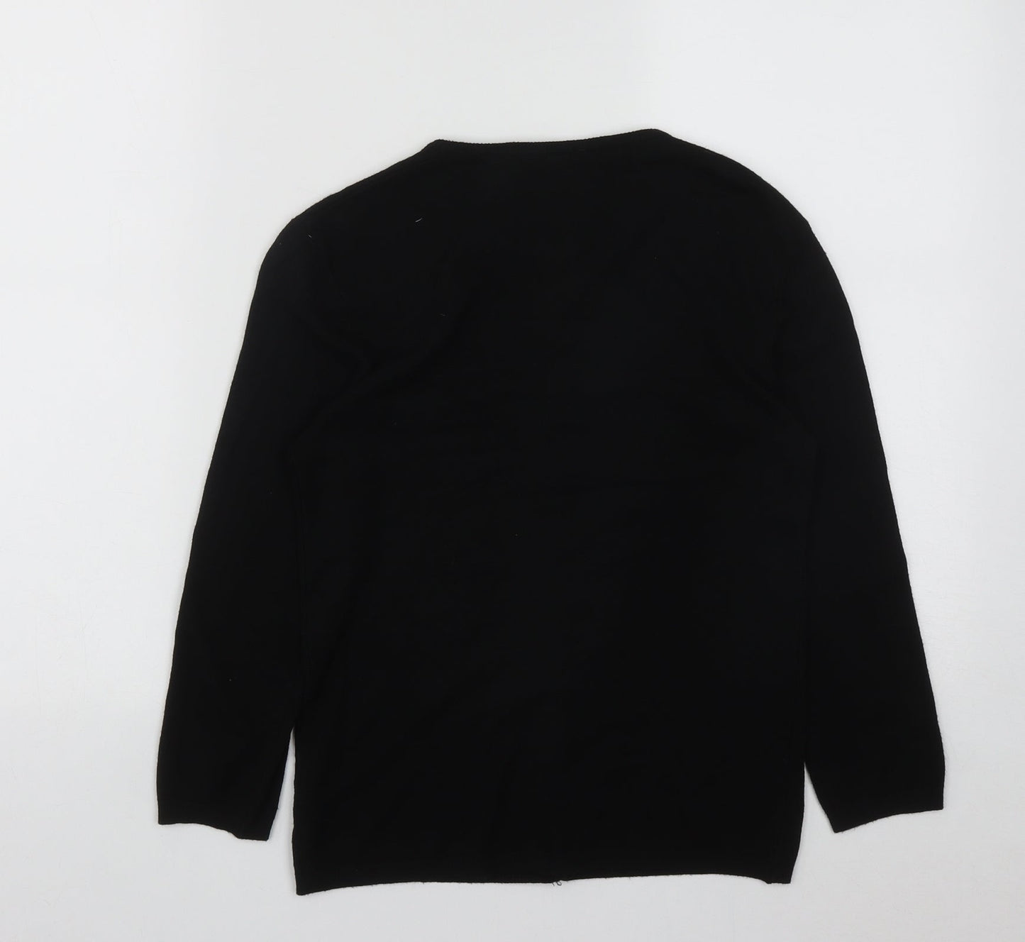 Oakland Mills Womens Black Round Neck  Viscose Cardigan Jumper Size S