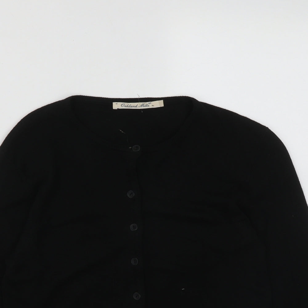 Oakland Mills Womens Black Round Neck  Viscose Cardigan Jumper Size S