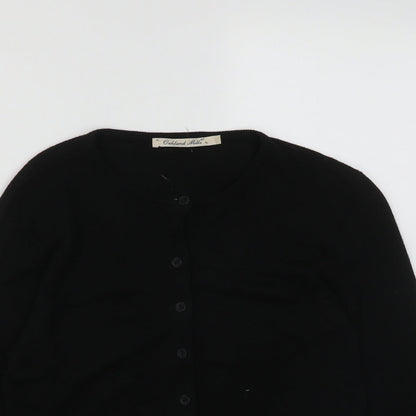 Oakland Mills Womens Black Round Neck  Viscose Cardigan Jumper Size S