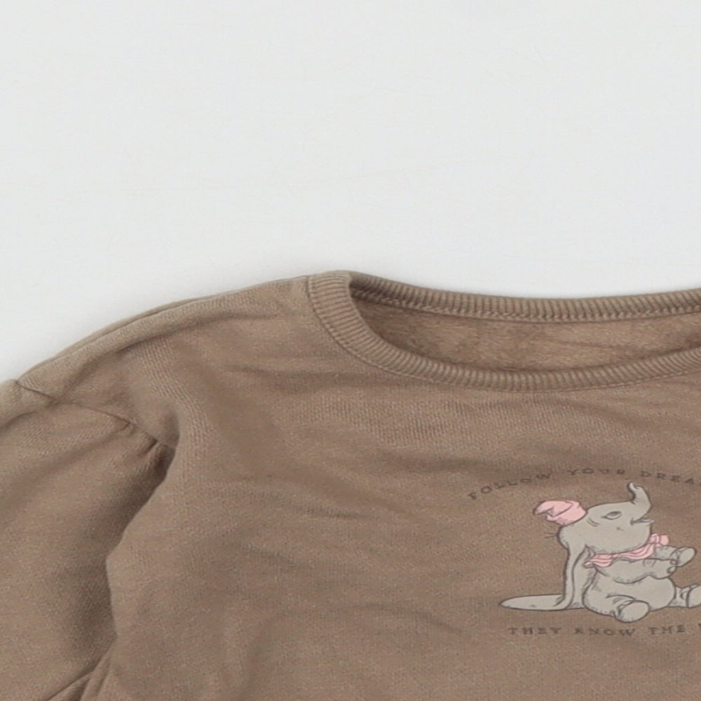George Girls Brown  Cotton Pullover Jumper Size 6-9 Months  Snap - Disney Dumbo