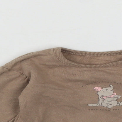George Girls Brown  Cotton Pullover Jumper Size 6-9 Months  Snap - Disney Dumbo