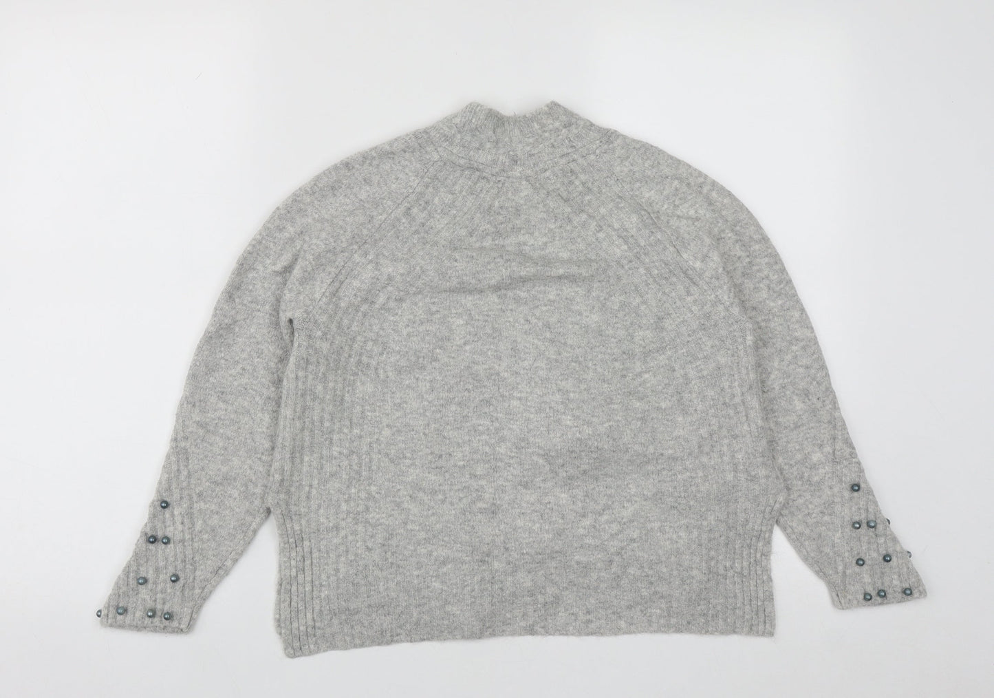 TU Womens Grey V-Neck  Acrylic Cardigan Jumper Size 8