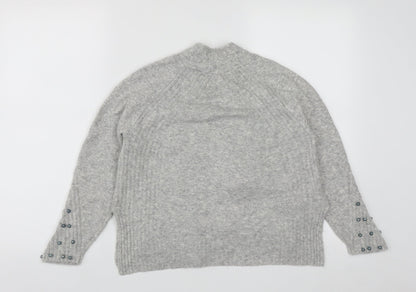 TU Womens Grey V-Neck  Acrylic Cardigan Jumper Size 8