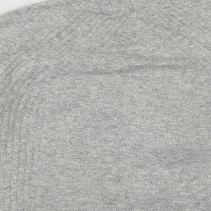 TU Womens Grey V-Neck  Acrylic Cardigan Jumper Size 8