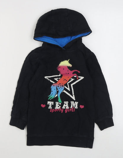 BPC Girls Black  100% Cotton Pullover Hoodie Size 6-7 Years  Pullover
