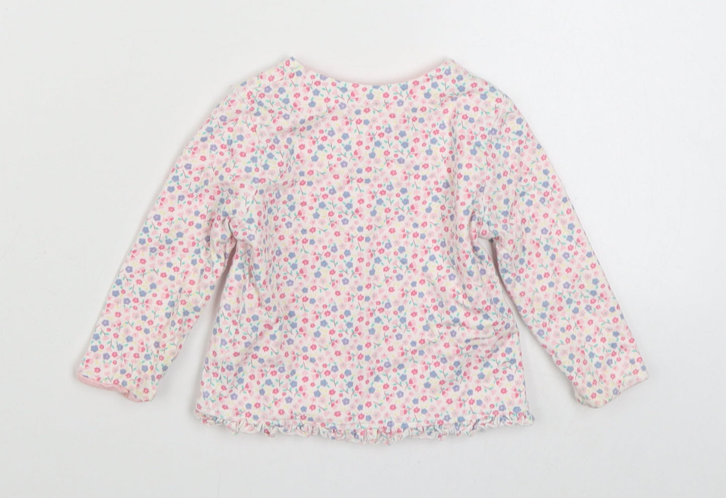 F&F Girls Multicoloured Floral 100% Cotton Cardigan Jumper Size 3-6 Months  Button