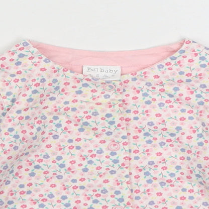 F&F Girls Multicoloured Floral 100% Cotton Cardigan Jumper Size 3-6 Months  Button