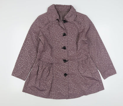 Vie Paisible Womens Purple Animal Print  Rain Coat Coat Size M  Button