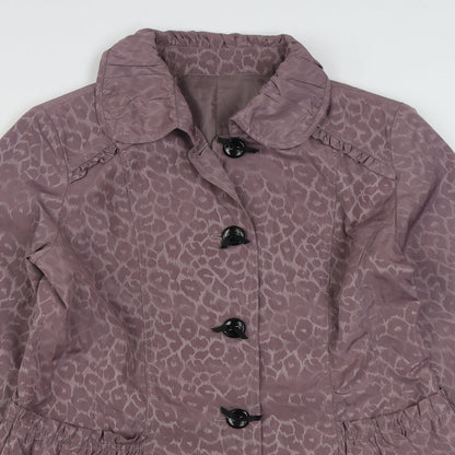 Vie Paisible Womens Purple Animal Print  Rain Coat Coat Size M  Button