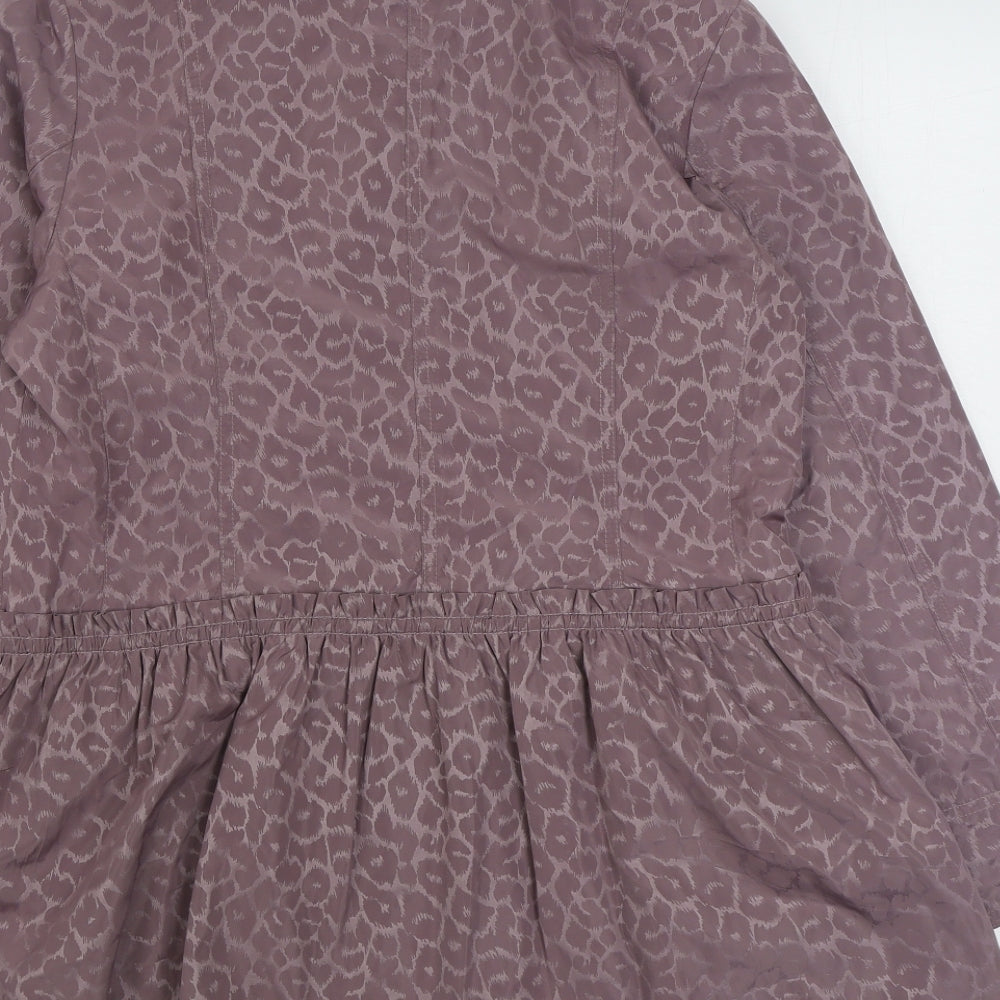 Vie Paisible Womens Purple Animal Print  Rain Coat Coat Size M  Button