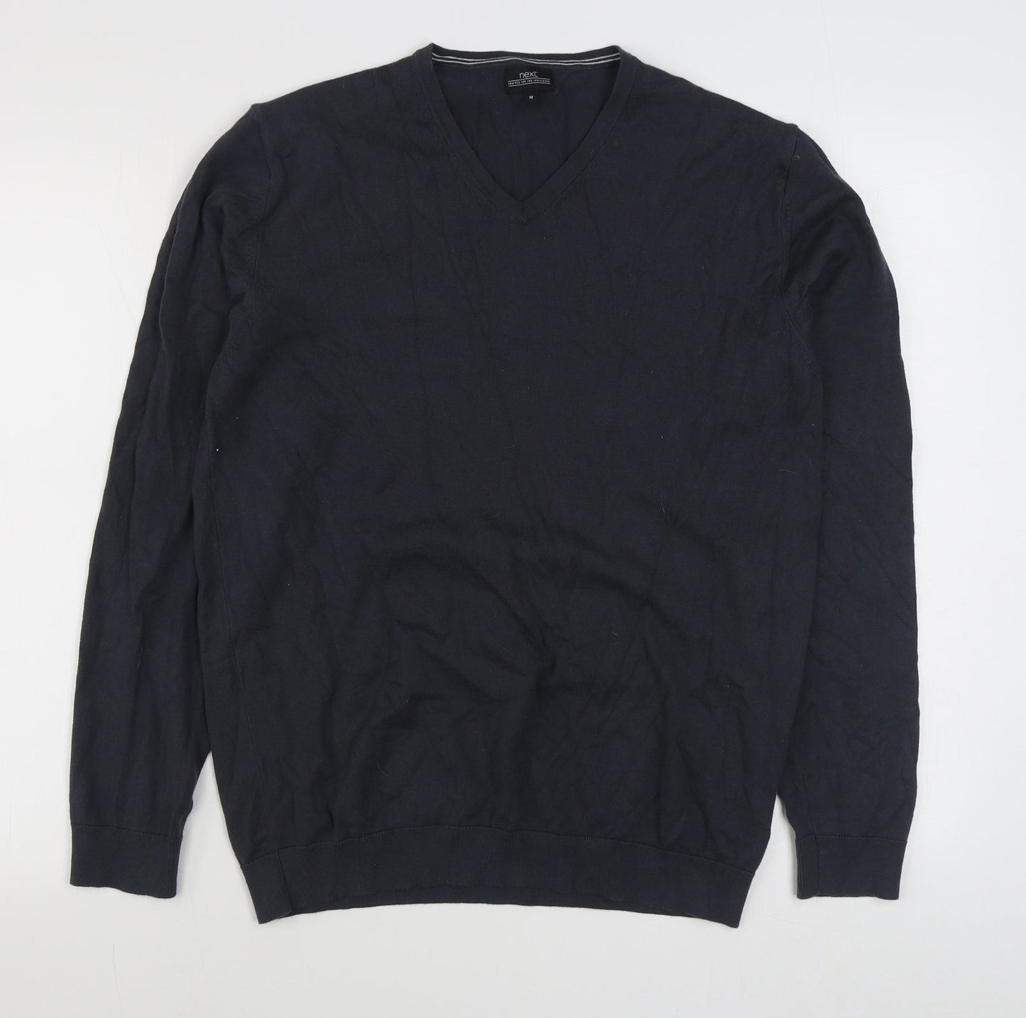 NEXT Mens Grey V-Neck  Cotton Pullover Jumper Size M