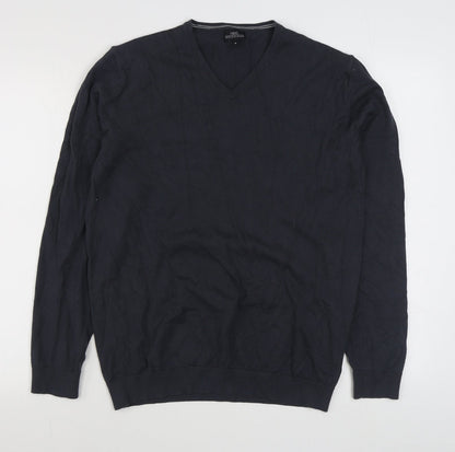 NEXT Mens Grey V-Neck  Cotton Pullover Jumper Size M