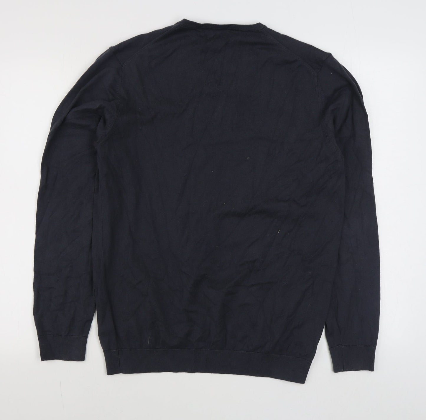 NEXT Mens Grey V-Neck  Cotton Pullover Jumper Size M