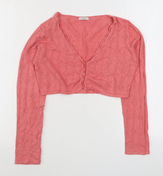 Womens UK Size S Planet Pink Cardigan Jumper