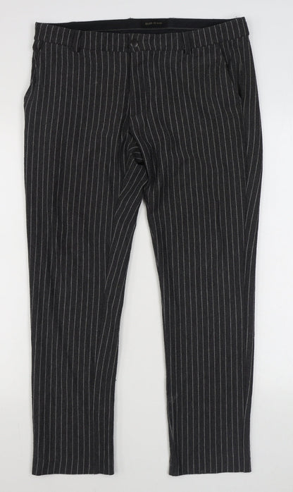 Rive Island Womens Grey Striped Polyester Trousers  Size 32 in L27 in Regular Zip