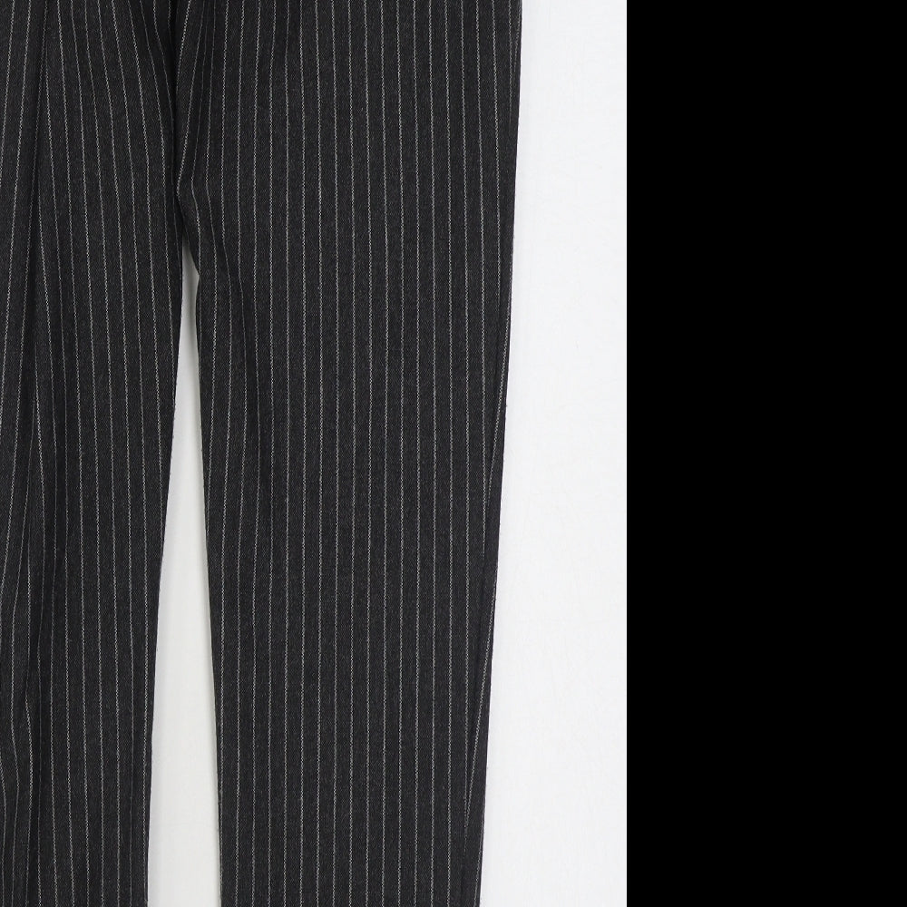 Rive Island Womens Grey Striped Polyester Trousers  Size 32 in L27 in Regular Zip