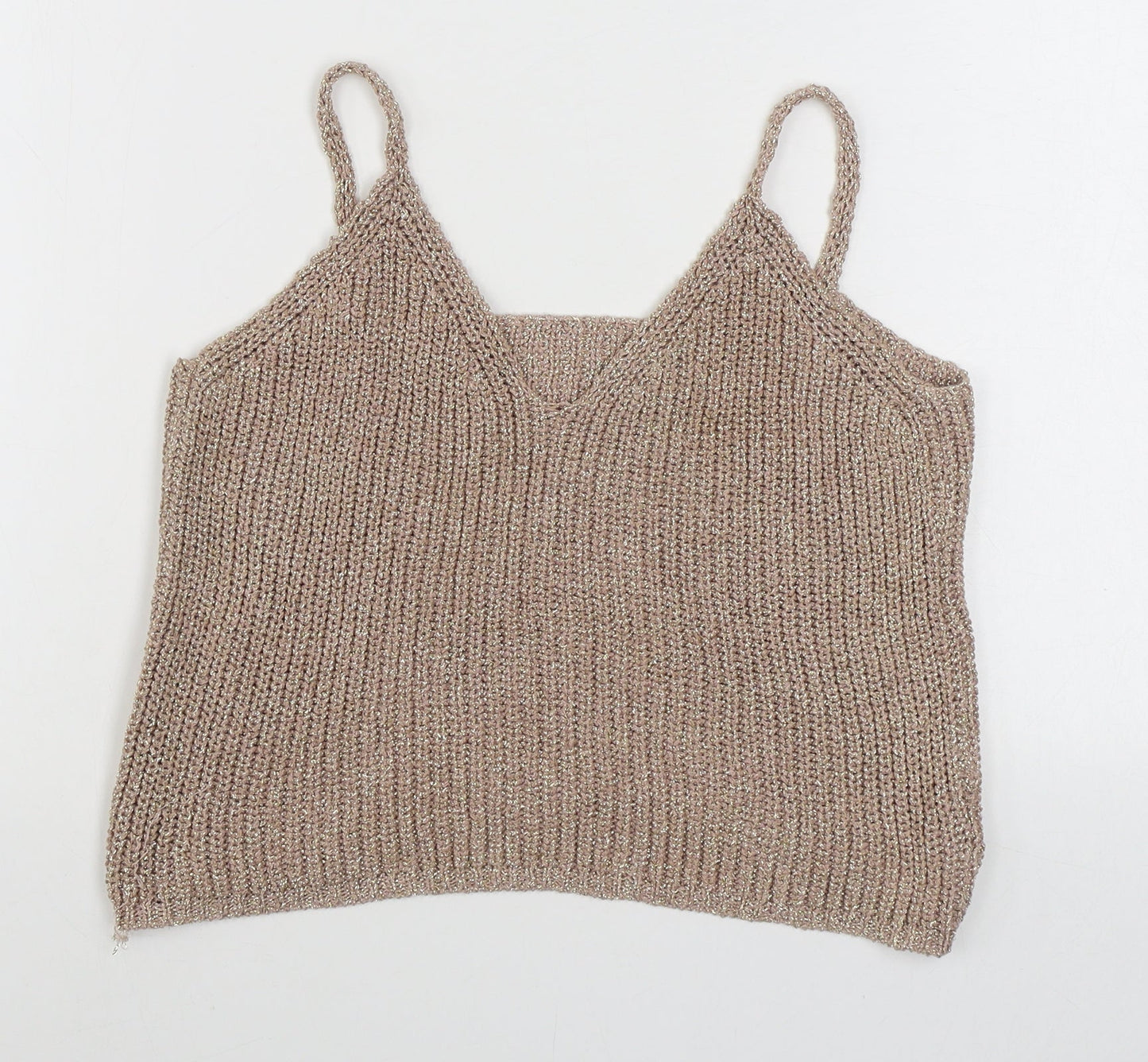 Womens UK Size M Preworn Gold Camisole Tank