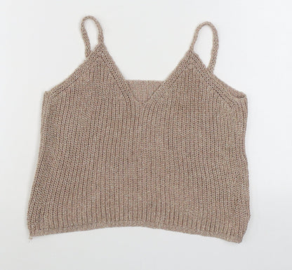 Womens UK Size M Preworn Gold Camisole Tank