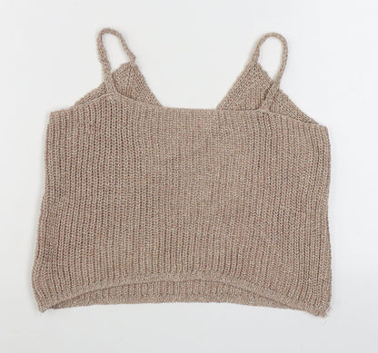 Womens UK Size M Preworn Gold Camisole Tank