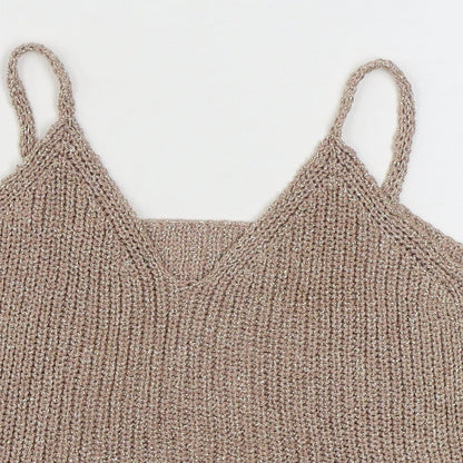 Womens UK Size M Preworn Gold Camisole Tank