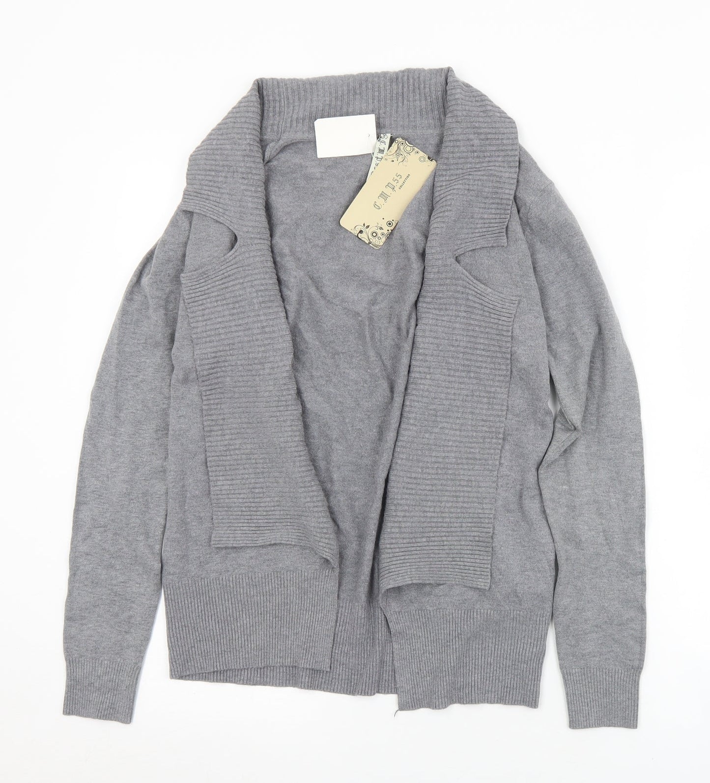 C. M. P. Womens Grey Collared  Viscose Cardigan Jumper Size XS
