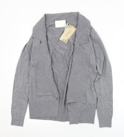 C. M. P. Womens Grey Collared  Viscose Cardigan Jumper Size XS