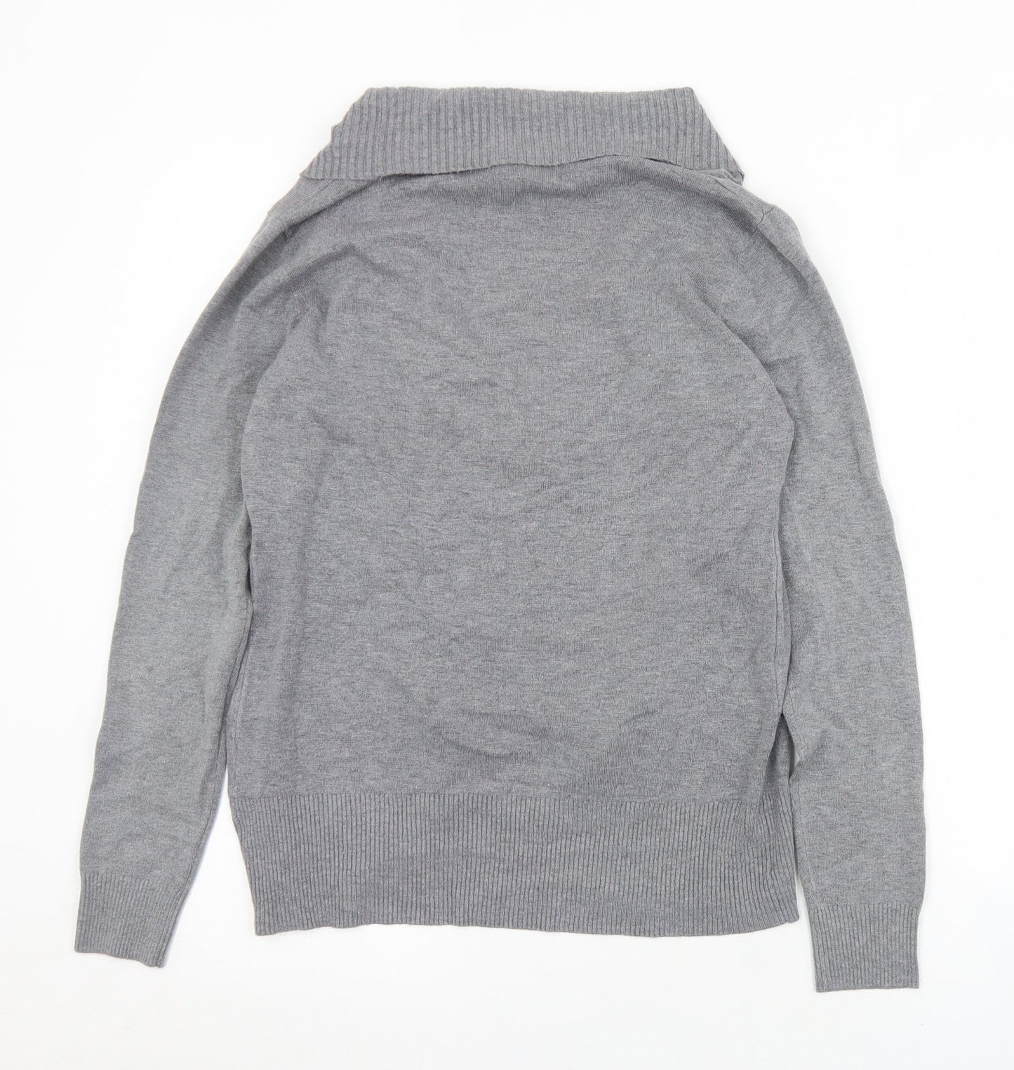 C. M. P. Womens Grey Collared  Viscose Cardigan Jumper Size XS