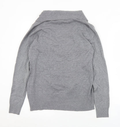 C. M. P. Womens Grey Collared  Viscose Cardigan Jumper Size XS