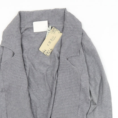 C. M. P. Womens Grey Collared  Viscose Cardigan Jumper Size XS