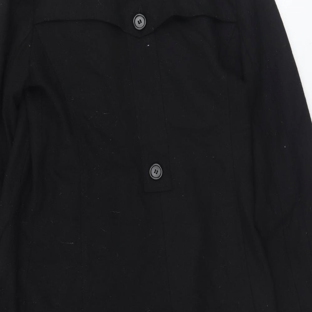 Fashion ELLE Womens Black   Pea Coat Coat Size L  Button