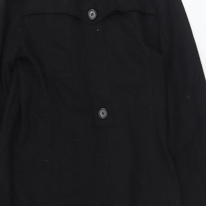 Fashion ELLE Womens Black   Pea Coat Coat Size L  Button