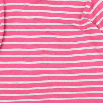 Ann Marie Mens Pink Round Neck Striped Acrylic Pullover Jumper Size XL