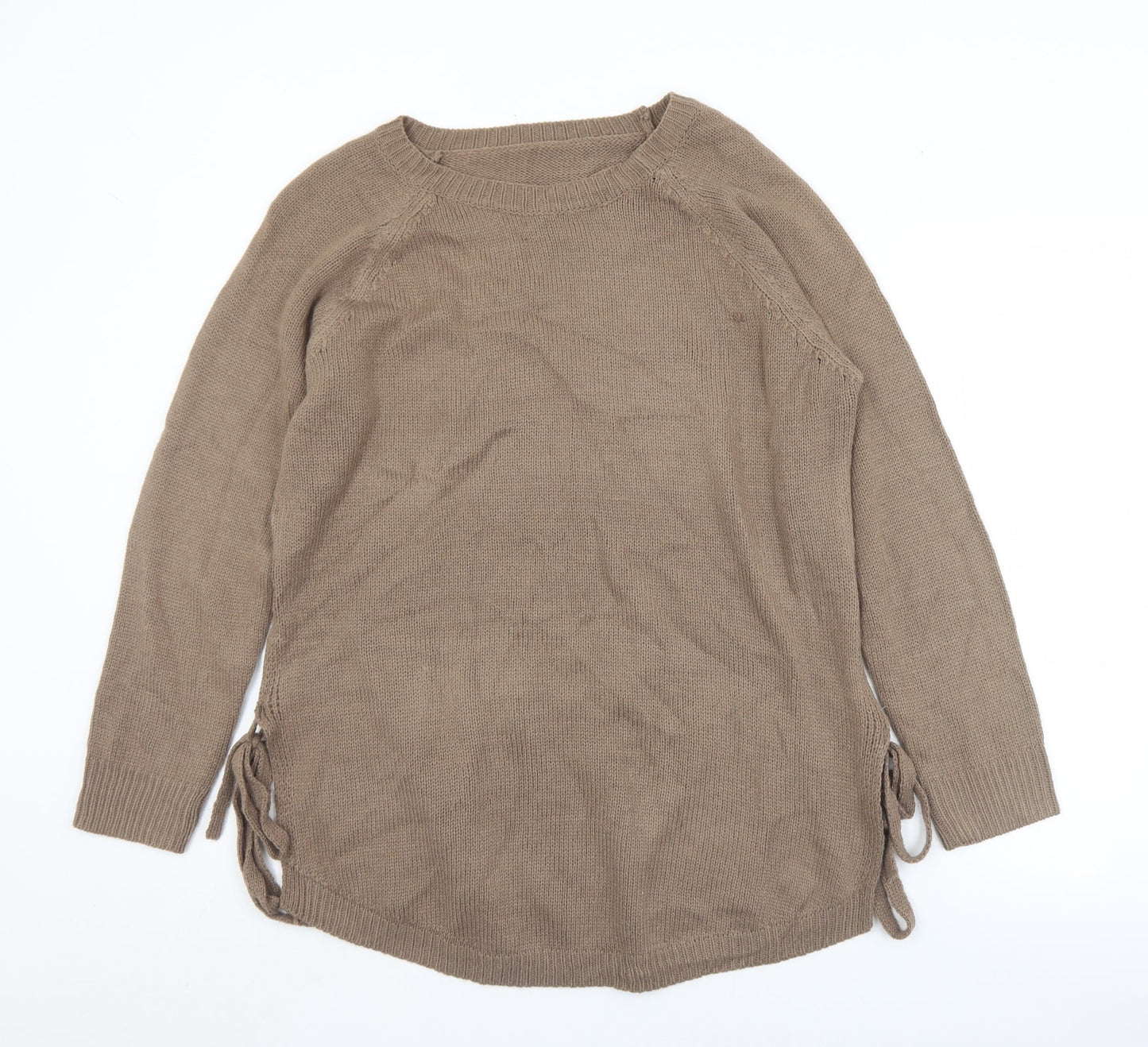 SheIn Womens Brown Crew Neck  Acrylic Pullover Jumper Size XL