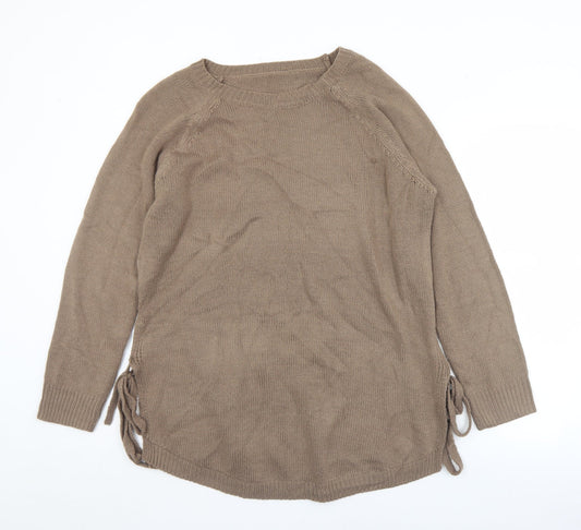 SheIn Womens Brown Crew Neck  Acrylic Pullover Jumper Size XL