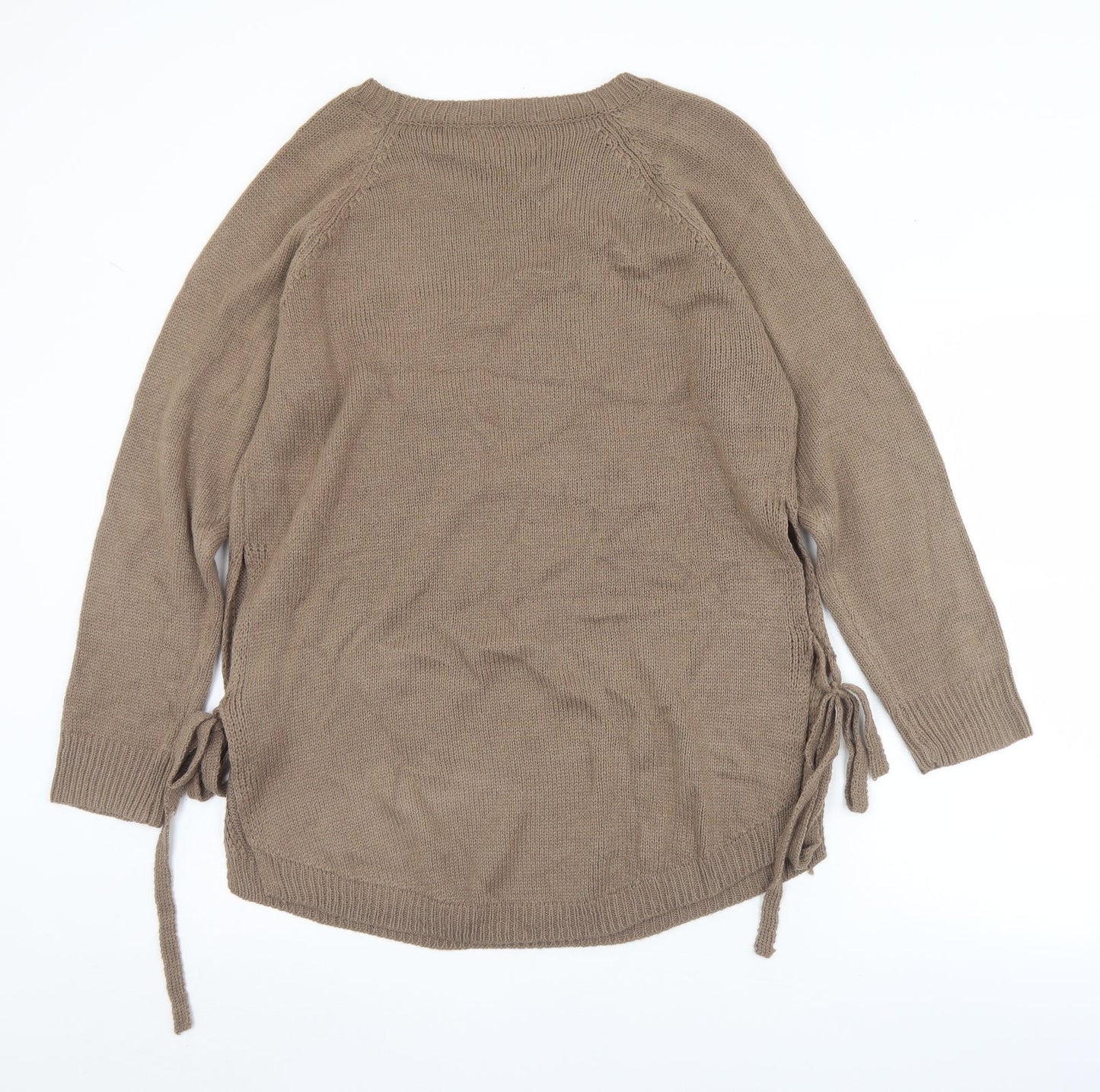 SheIn Womens Brown Crew Neck  Acrylic Pullover Jumper Size XL