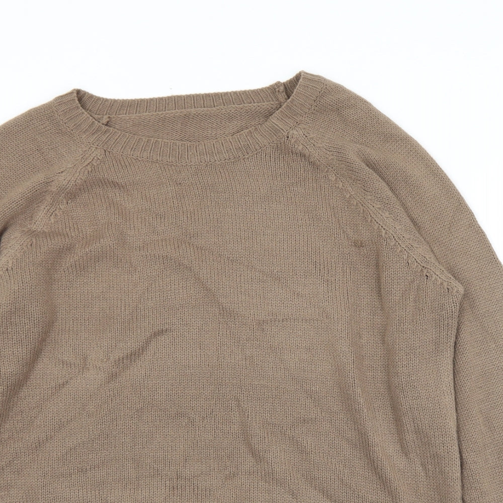 SheIn Womens Brown Crew Neck  Acrylic Pullover Jumper Size XL
