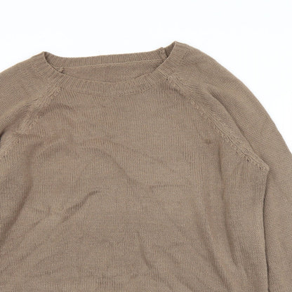 SheIn Womens Brown Crew Neck  Acrylic Pullover Jumper Size XL