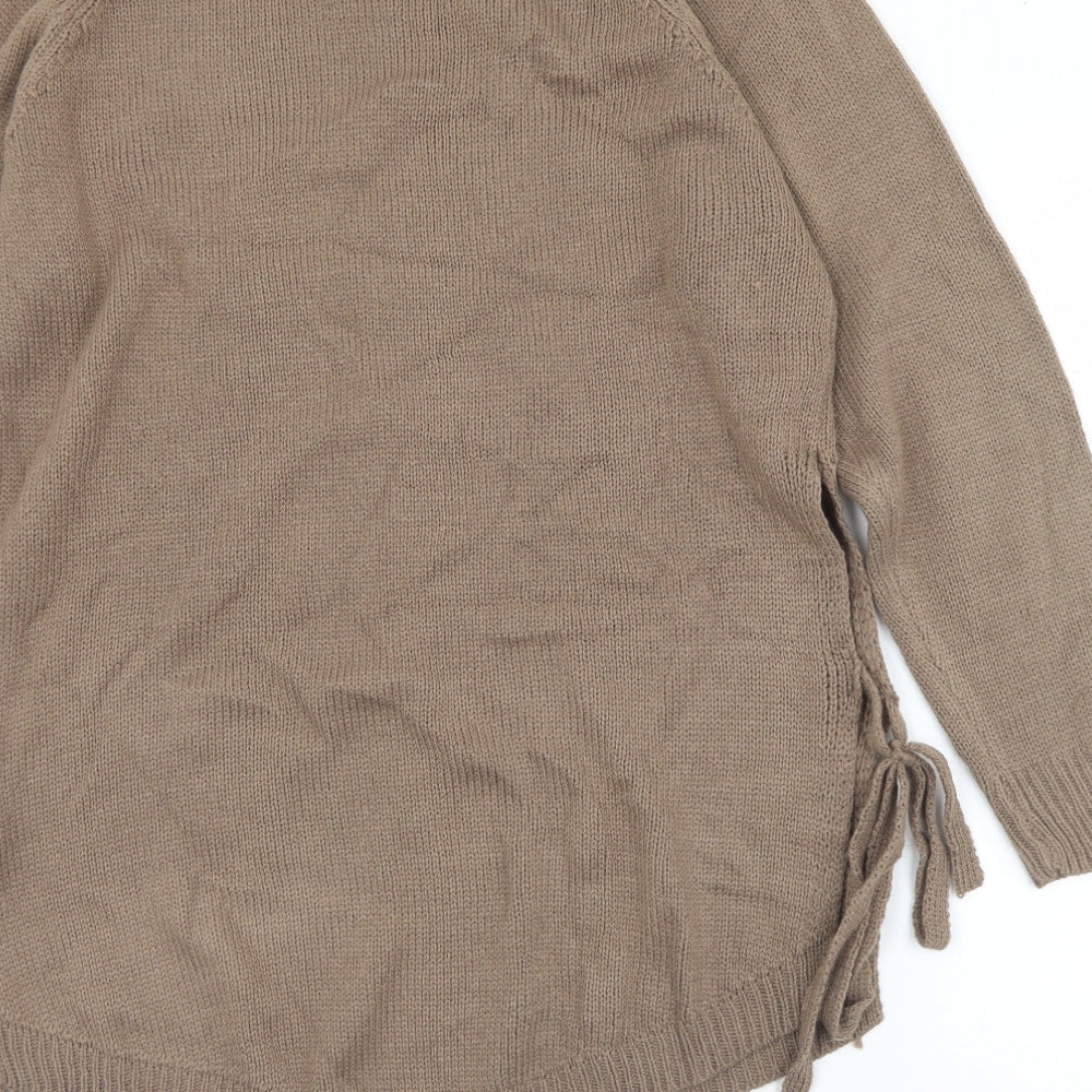 SheIn Womens Brown Crew Neck  Acrylic Pullover Jumper Size XL