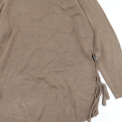 SheIn Womens Brown Crew Neck  Acrylic Pullover Jumper Size XL