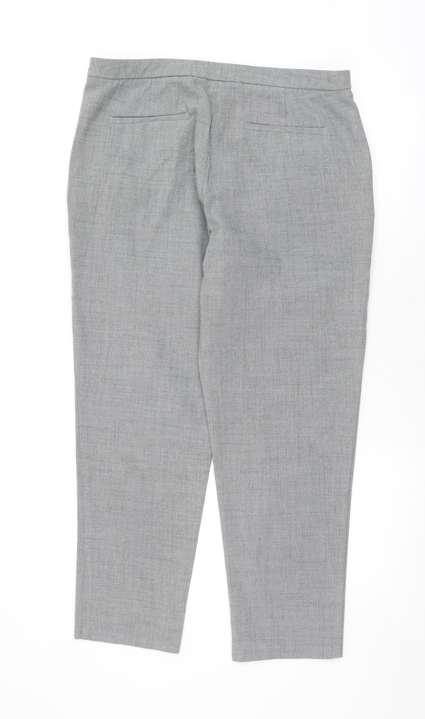 F&F Womens Grey  Polyester Dress Pants Trousers Size 14 L27 in Regular Zip