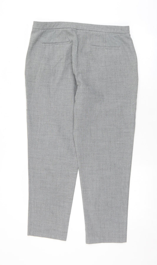 F&F Womens Grey  Polyester Dress Pants Trousers Size 14 L27 in Regular Zip