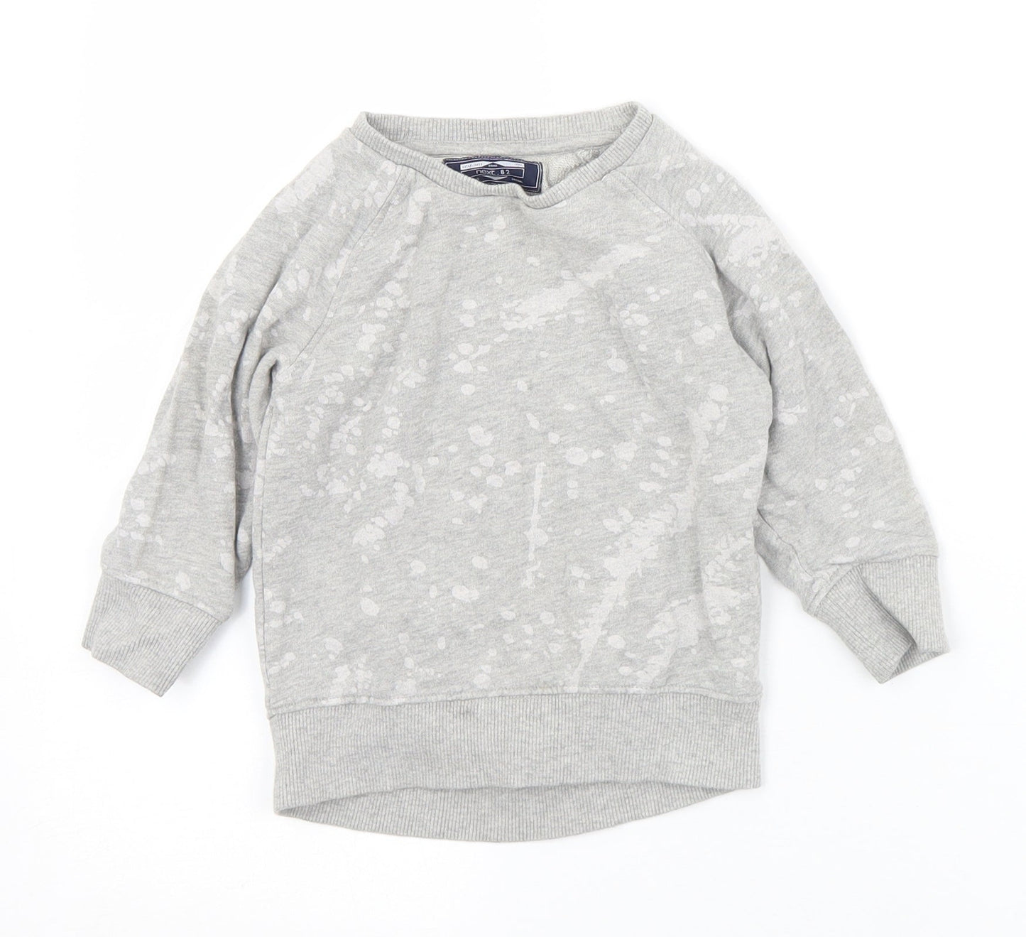 NEXT Boys Grey Geometric Cotton Pullover Jumper Size 12-18 Months   - Distressed effect