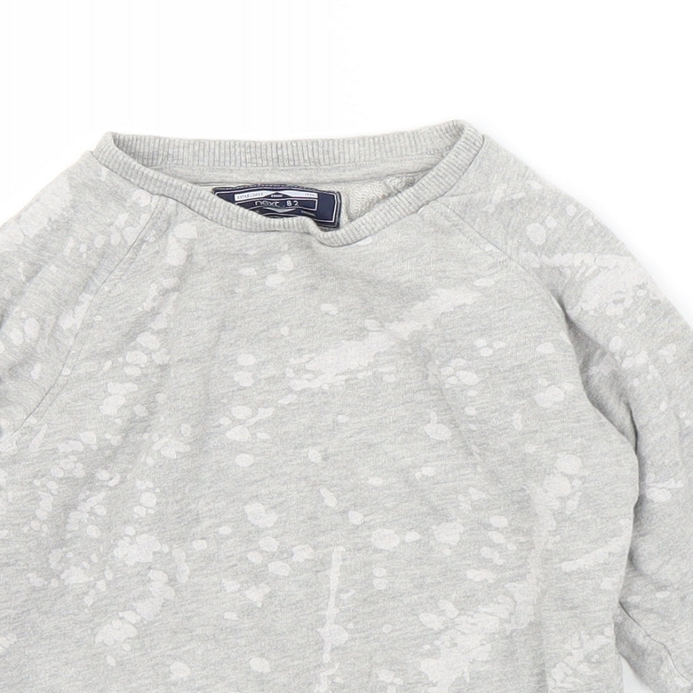 NEXT Boys Grey Geometric Cotton Pullover Jumper Size 12-18 Months   - Distressed effect