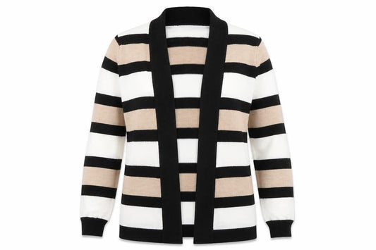 Papaya Womens Multicoloured Collared Striped Acrylic Cardigan Jumper Size 12