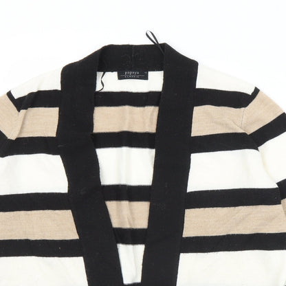 Papaya Womens Multicoloured Collared Striped Acrylic Cardigan Jumper Size 12